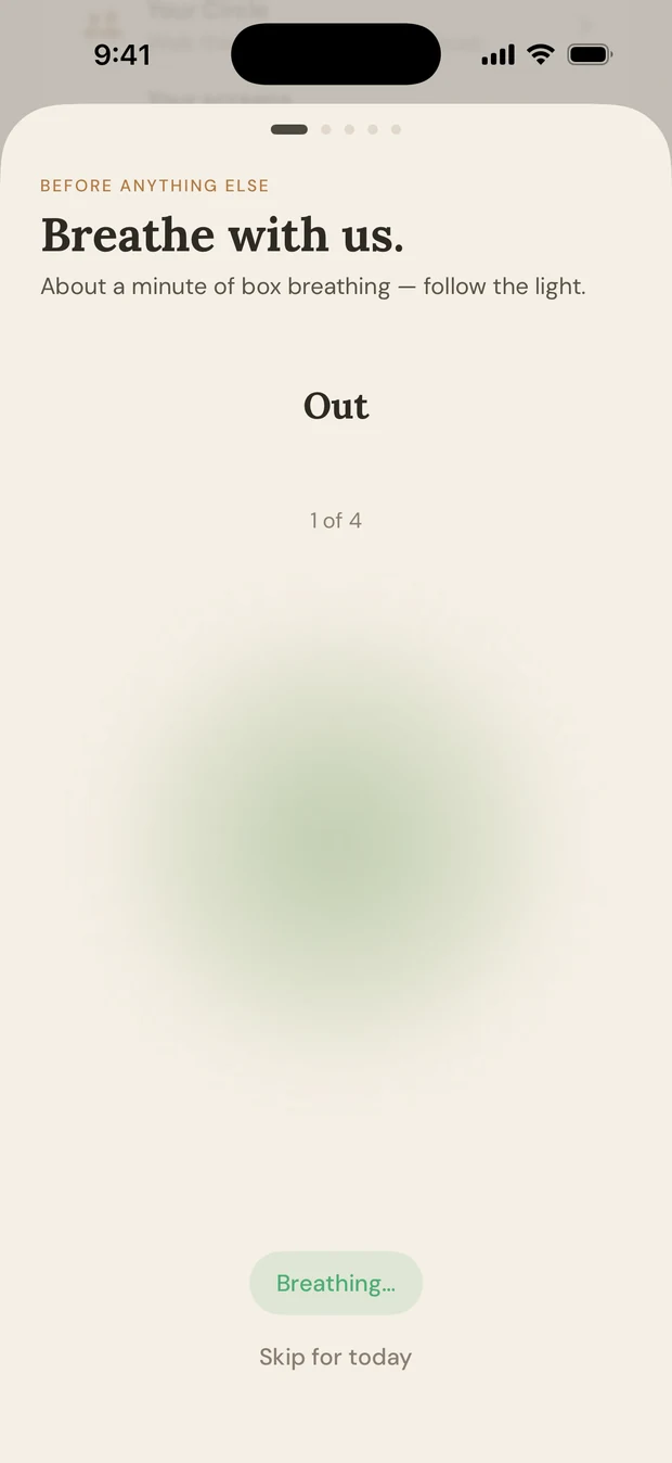The breathing step, with a soft green light to follow.